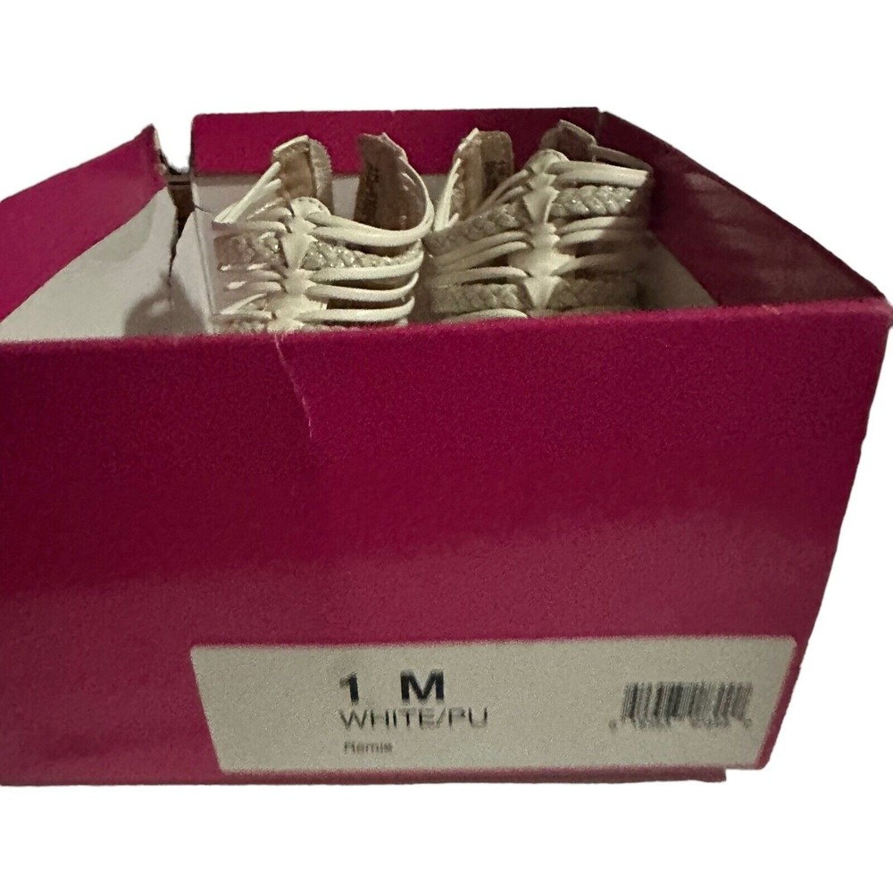 Olive & Edie Remie White Gladiator Strappy Zip Sandals Big Girl Size 1 Youth New - Picture 7 of 16